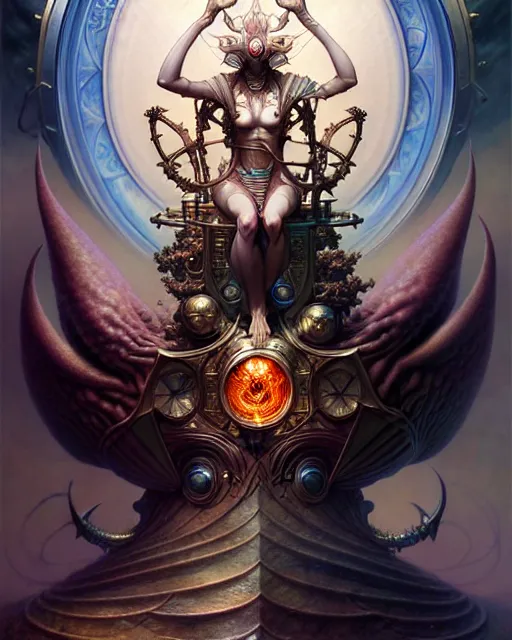 Image similar to the chariot tarot card, fantasy character portrait made of fractals, ultra realistic, wide angle, intricate details, the fifth element artifacts, highly detailed by peter mohrbacher, hajime sorayama, wayne barlowe, boris vallejo, aaron horkey, gaston bussiere, craig mullins