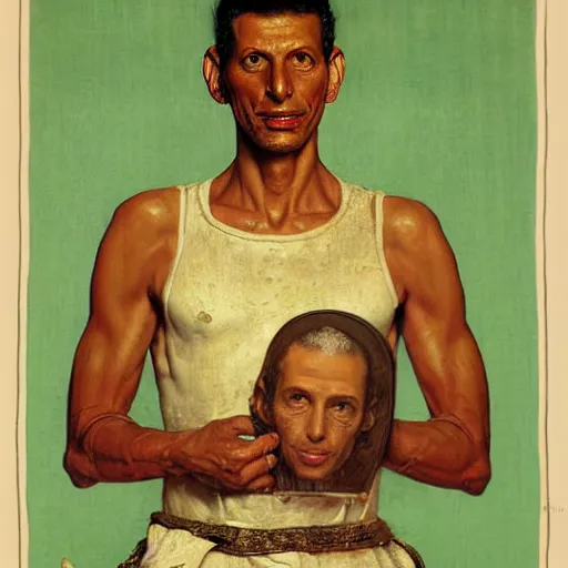 Prompt: Ancient Israelite portrait of Jeff Goldblum by Norman Rockwell