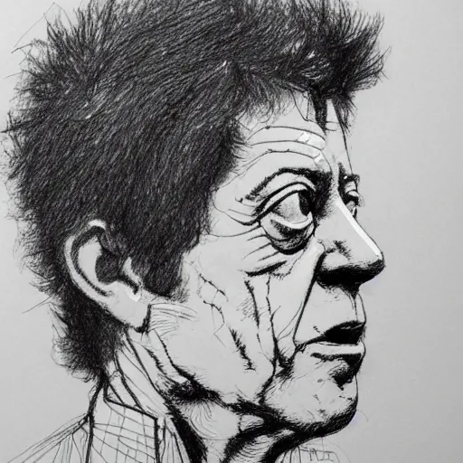 Image similar to a realistic yet scraggly portrait sketch of the side profile of a stern and sophisticated lou reed, trending on artstation, intricate details, in the style of frank auerbach, in the style of sergio aragones, in the style of martin ansin, in the style of david aja, in the style of mattias adolfsson