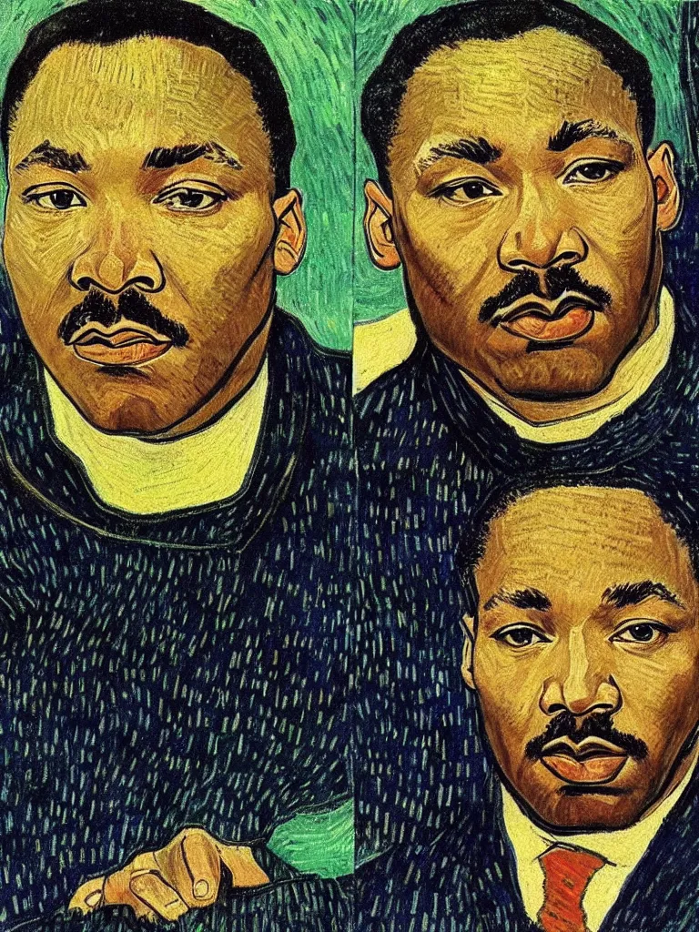 Image similar to Martin Luther king, portrait by Van Gogh