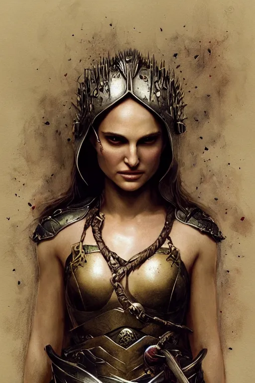 Image similar to natalie portman, legendary warrior, heroic, lord of the rings, tattoos, decorative ornaments, battle armor, by carl spitzweg, ismail inceoglu, vdragan bibin, hans thoma, greg rutkowski, alexandros pyromallis, perfect face, fine details, realistic shading photorealism