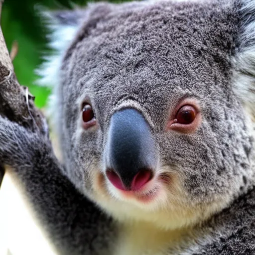 Prompt: award winning nature photograph of a koala. it has a very evil smile. extreme detail, beard hyperrealistic photo, smooth, trending on artstation
