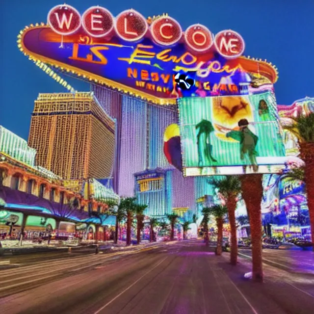 Aufkleber Welcome To Las Vegas neon sign at night 