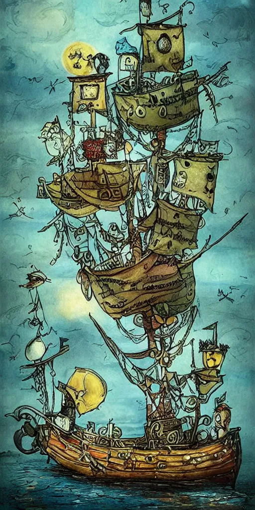 Prompt: a pirate summer scene by alexander jansson