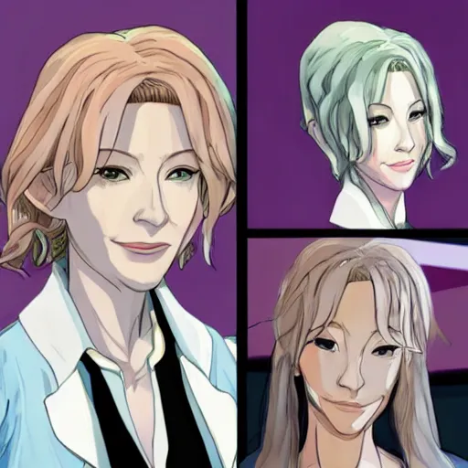 Prompt: cate blanchett as an anime character
