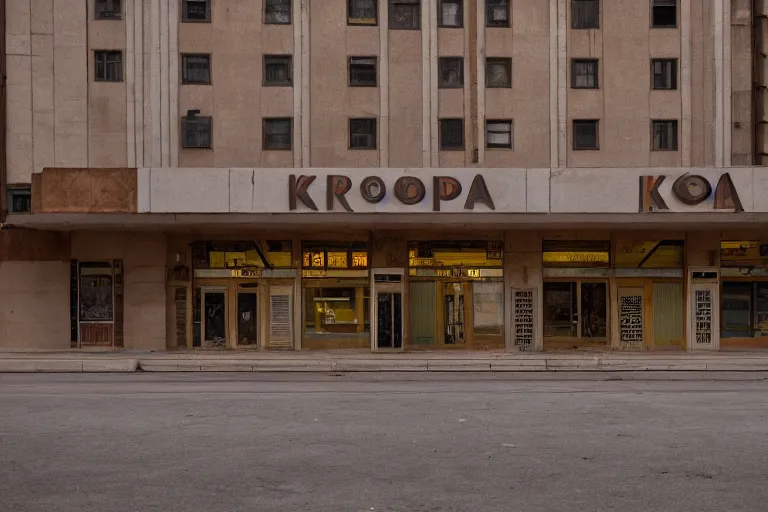 Image similar to 8k resolution photograph of a lost art deco ghost city, kodak professional lenses