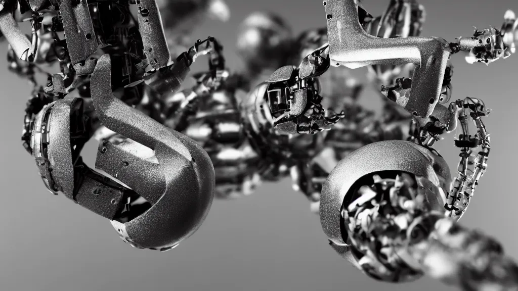 Prompt: a zoom on a robotic bug depth of field 1 0 0 mm
