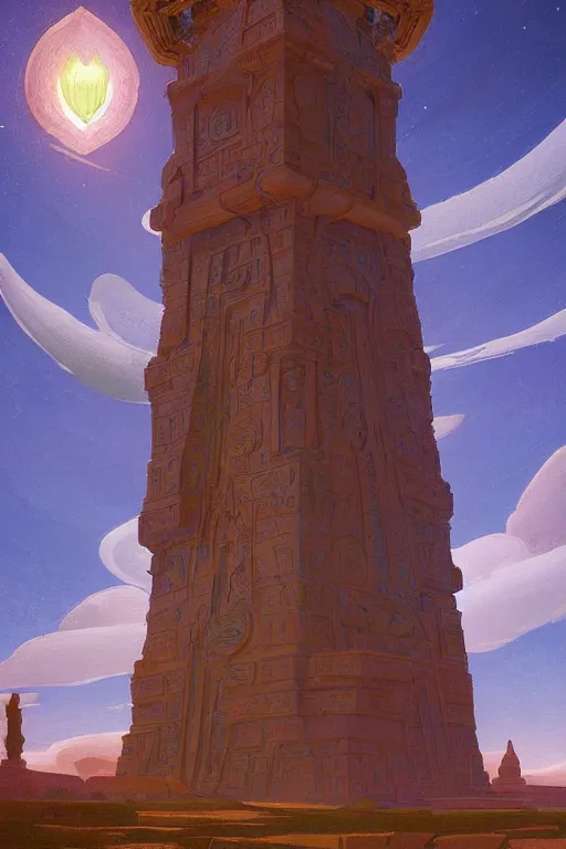 Prompt: glorious painted tower of the sun and the lost stars, by Sylvain Sarrailh and Nicholas Roerich and jean delville and Tyler Edlin, dramatic cinematic lighting , beautiful garden, ornate carved architecture, smooth, sharp focus, extremely detailed