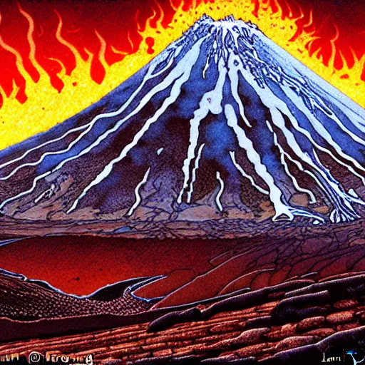 Image similar to poutine ( the canadian meal ) from ngauruhoe ( mount doom ), lava texture, char texture, volcano texture, fire texture, by alan lee, by john howe