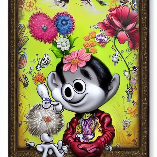 Image similar to love and peace and flower power by Greg Craola Simkins , masterpiece