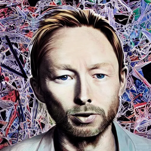 Prompt: photograph of prints of random thom yorke pictures on a table, hyper realistic, many very random variations of thom yorke, various emotions, various poses, high quality photographs, mixed styles, intricate details, diverse