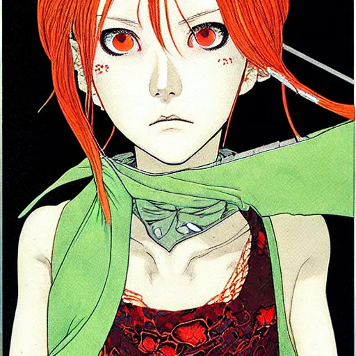 Image similar to prompt : portrait of rogue painted in miyazaki color style drawn by katsuhiro otomo and takato yamamoto, inspired by fables, china doll face, smooth face feature, intricate oil painting, high detail, sharp high detail, manga and anime 2 0 0 0