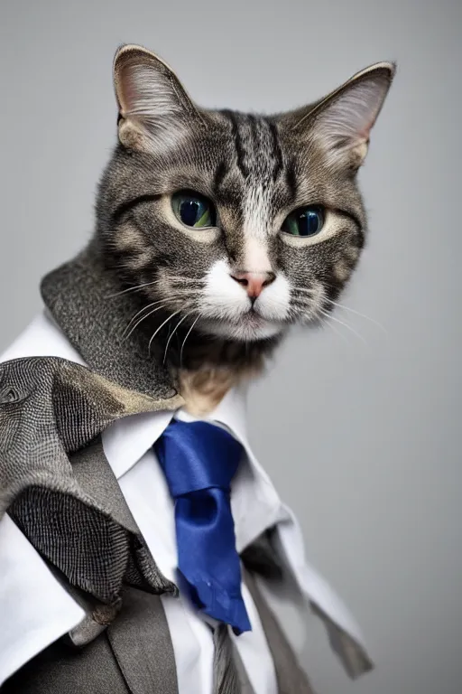 Image similar to studio photo of a cat wearing a suit