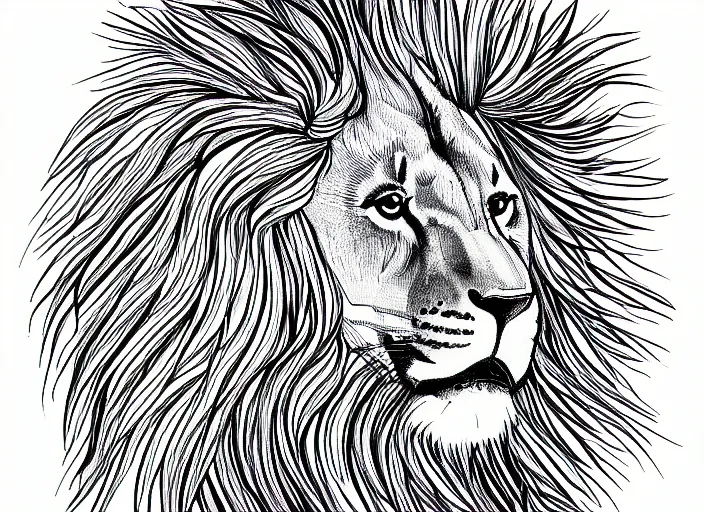 Image similar to single line drawing of a full lion. single line challenge. winner