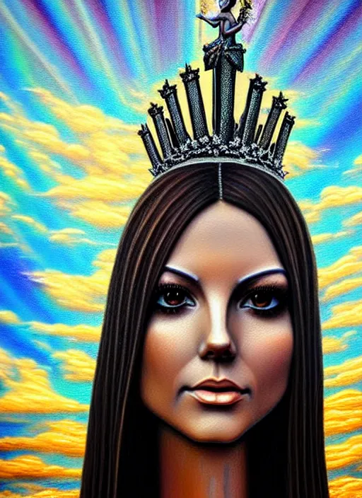 Image similar to metal statue of Victoria Justice as the down-to-earth princess of sorrowful tears. ultra detailed painting at 16K resolution and amazingly epic visuals. epically beautiful image. amazing effect, image looks gorgeously crisp as far as it's visual fidelity goes, absolutely outstanding. vivid clarity. ultra. iridescent. mind-breaking. mega-beautiful pencil shadowing. beautiful face. Ultra High Definition. godly shading. amazingly crisp sharpness. photorealistic film cel processed twice..