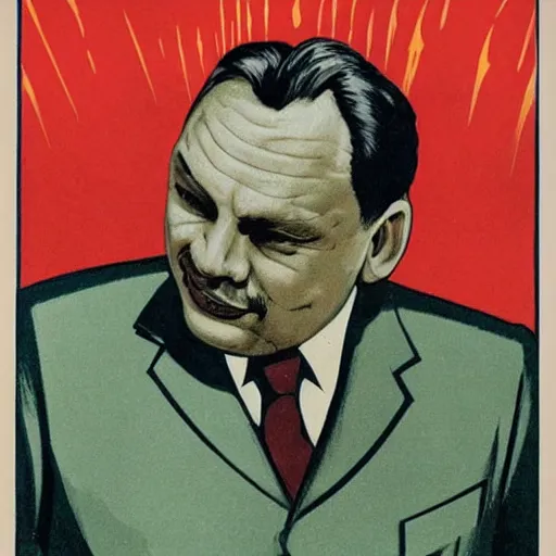 Prompt: portrait of leader of fascist hungary, viktor orban winning the national farting contest, soviet propaganda poster art from 1 9 5 0, colored, highly detailed illustration