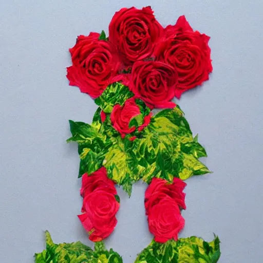 Image similar to a knight made out of roses