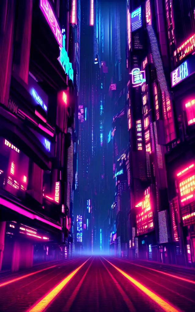 Image similar to A magnificent dark neon futuristic cyberpunk city bustling street at night made in cinema4d, hyper realistic, extreme details, cinematic