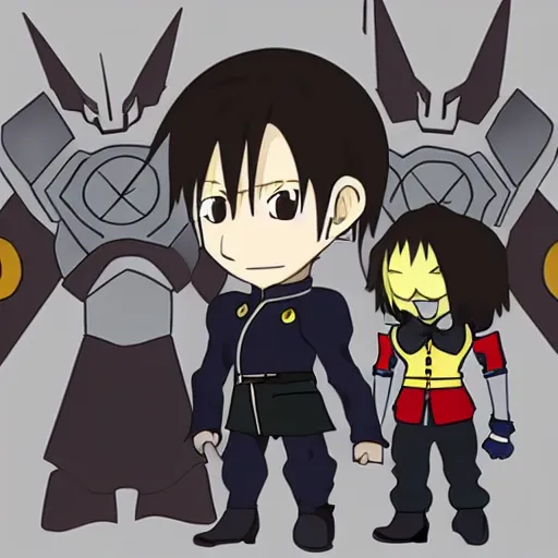 Prompt: vector drawing, full metal alchemist al and alphons