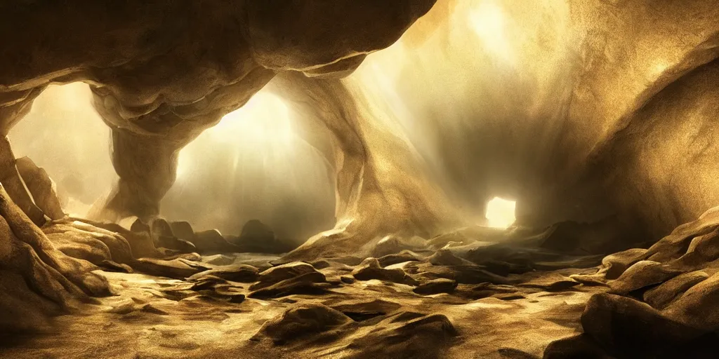 Image similar to beautiful matte painting of the inside of a cave