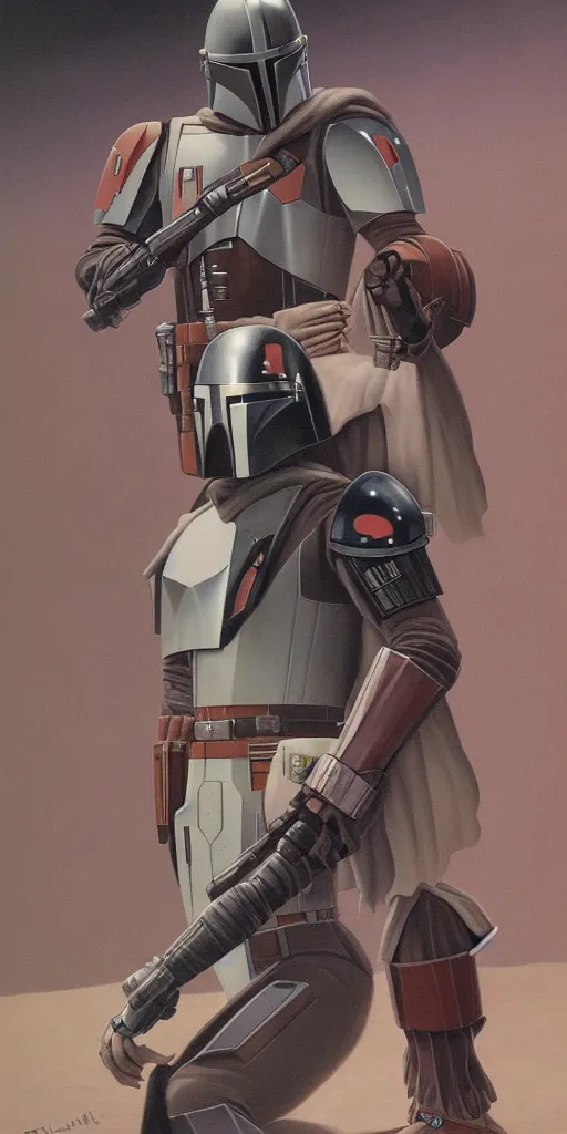 Image similar to Mandalorian concept art by Ralph McQuarrie