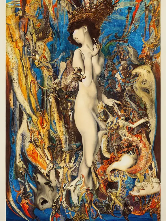 Prompt: a framed movie poster titled Vulvine, representing a queen Vulvine and Death by Saul Bass, by Gustave Moreau, by Georgia O Keeffe