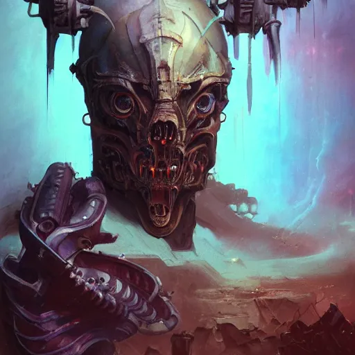 Image similar to portrait of a grotesque cybernetic duke of hell, cyberpunk concept art by pete mohrbacher and seb mckinnon and beksinski and josan gonzales, digital art, highly detailed, intricate, sci-fi, sharp focus, Trending on Artstation HQ, deviantart, unreal engine 5, 4K UHD image