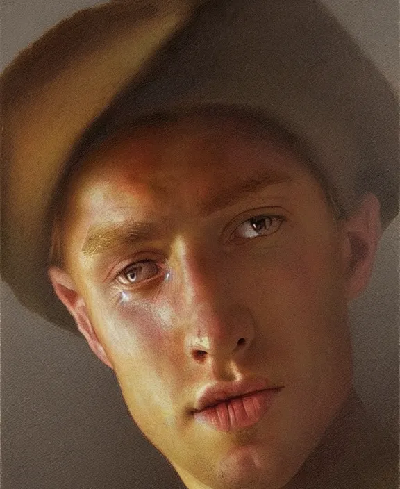 Image similar to portrait of a handsome young dutch farmer, art by denys tsiperko and bogdan rezunenko and odd nerdrum, hyperrealism