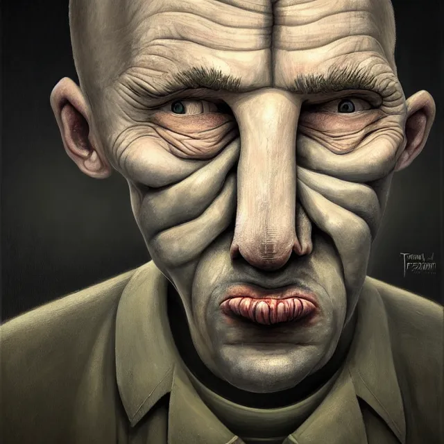 Image similar to behind bars of jail gediminas pranckevicius | close up portrait of a the trump behind jail bars in the sinister valley of despair, one mouth, one nose, two eyes, oil painting by tomasz jedruszek, cinematic lighting, pen and ink, intricate line, hd, 4 k, million of likes, trending on artstation