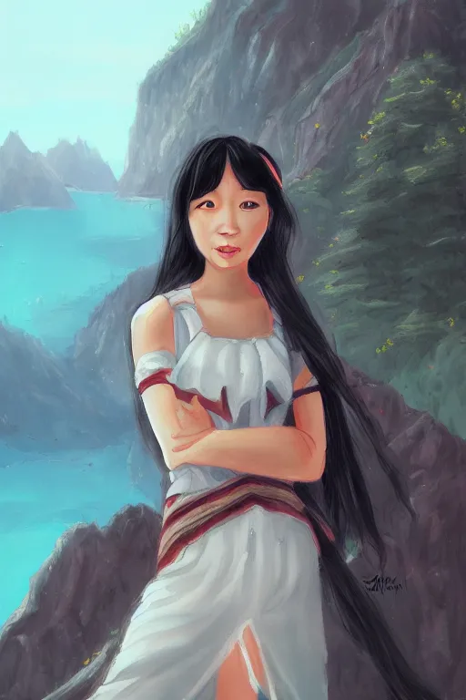 Image similar to a portrait of a character in a scenic environment by Janice Sung