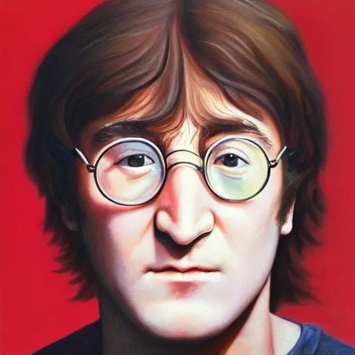 Prompt: A portrait of teenage John Lennon, by Annie Leibovitz, oil painting, majestic, detailed, high resolution