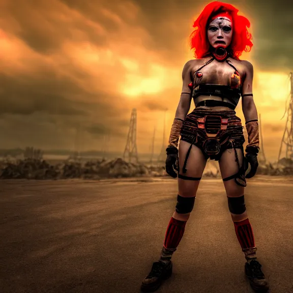 Image similar to photo of a real - life beautiful female atompunk warrior, 4 k, hdr, smooth, sharp focus, high resolution, award - winning photo