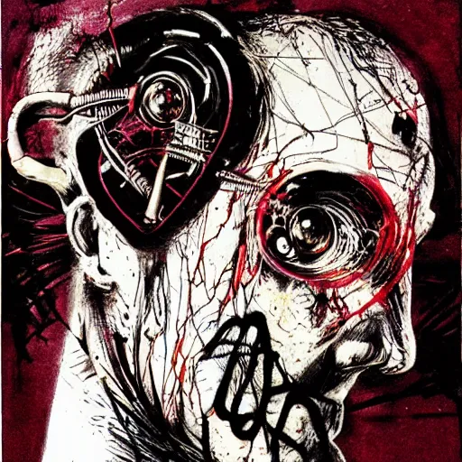 Image similar to Graphic Illustration, Creative Design, Human heart, Biopunk, Body horror, by Ralph Steadman, Francis Bacon, Hunter S Thompson