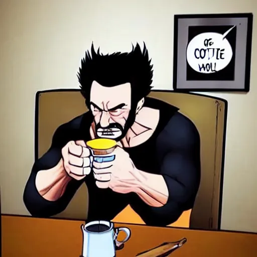 Image similar to real photo of wolverine doing coffee late art hart