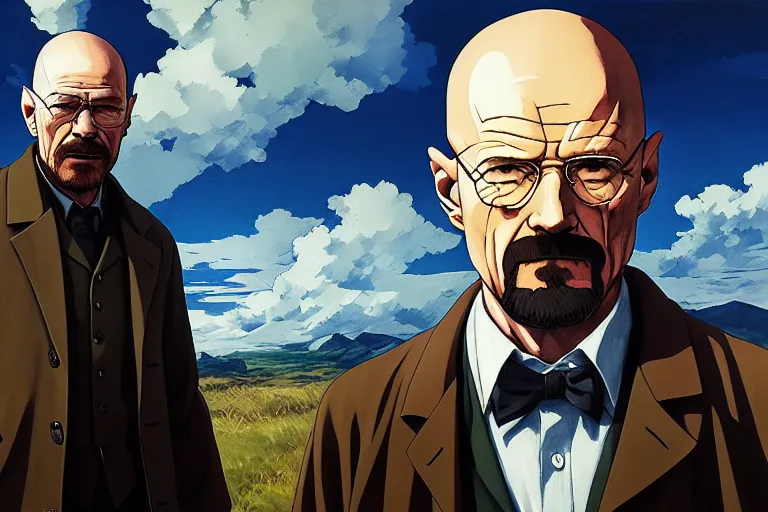 Image similar to anime key visual of walter white in battlefield 1, style of jamie wyeth james gilleard edward hopper greg rutkowski acrylic painting, preserved museum piece, historical