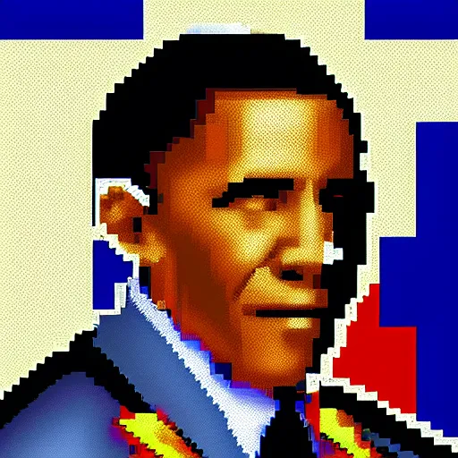 Prompt: pixel art of barack obama in a fighting game