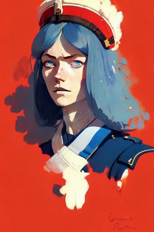 Image similar to a ultradetailed beautiful panting of a beautiful nordic woman in a world war 1 uniform, blue eyes, by conrad roset, greg rutkowski and makoto shinkai, trending on artstation