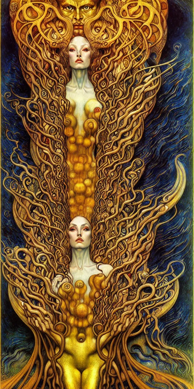 Image similar to Divine Chaos Engine by Karol Bak, Jean Delville, William Blake, Gustav Klimt, and Vincent Van Gogh, symbolist, visionary