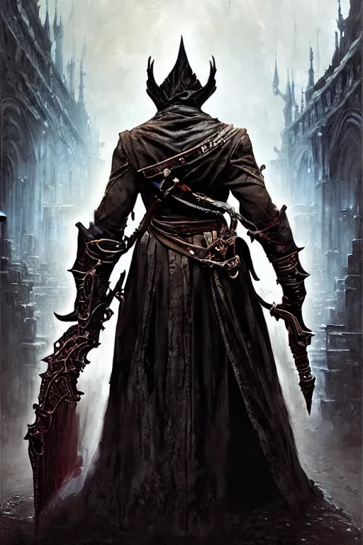 Prompt: bloodborne portrait dnd, painting by gaston bussiere, craig mullins, greg rutkowski, yoji shinkawa