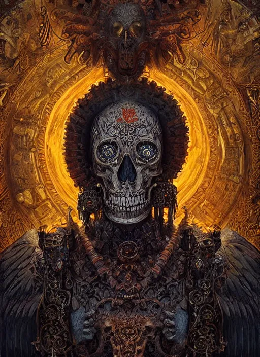 Image similar to digital _ painting _ of _ cizin mayan god of death _ by _ filipe _ pagliuso _ and _ justin _ gerard _ symmetric _ fantasy _ highly _ detailed _ realistic _ intricate _ port