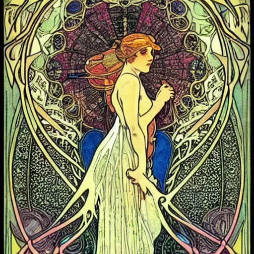 Image similar to princess fairy creating parallels universes, art nouveau by Mucha, beautiful detailed illustration