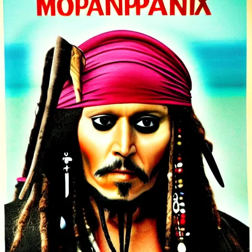 Prompt: paul mooney as jack sparrow in the style of modern movie poster by otto dix