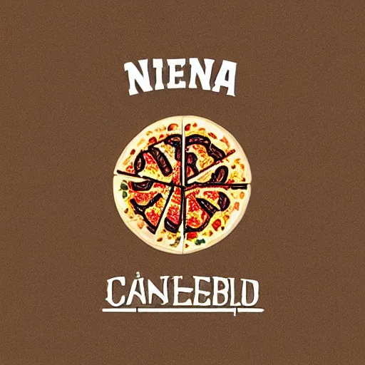 Prompt: Pizza logo for cannibals