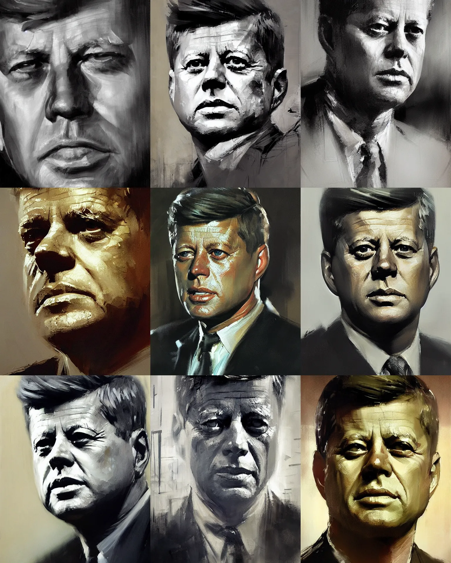 Prompt: jfk, detailed face, highly detailed, by jeremy mann