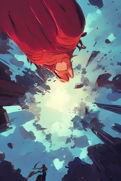 Image similar to looking up into the sky i see an anxious reflection of myself behance hd artstation by jesper ejsing, by rhads, makoto shinkai and lois van baarle, ilya kuvshinov, ossdraws, that looks like it is from borderlands and by feng zhu and loish and laurie greasley, victo ngai, andreas rocha