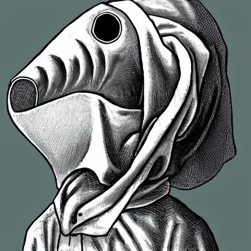 Prompt: medieval plague doctor wearing plague doctor beak