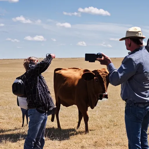 Prompt: a uav is searching cattle group