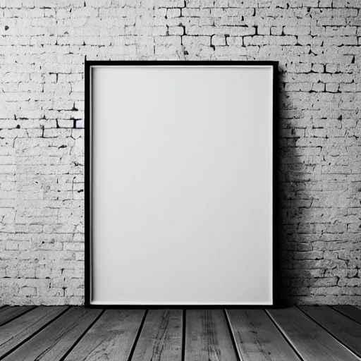 Prompt: a minimalist mockup photo with large blank frame, in a white clean and elegant boho style studio, white walls, trending on pinterest