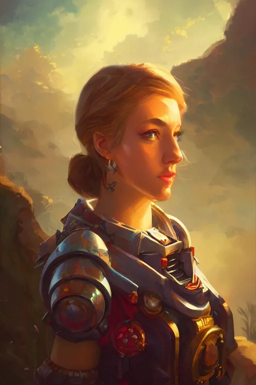 Image similar to a portrait of a cute young southern belle, warhammer 4 0 k setting, vivid colors, soft lighting, atmospheric, cinematic, moody, in the style of artgerm and greg rutkowski, oil on canvas, 8 k