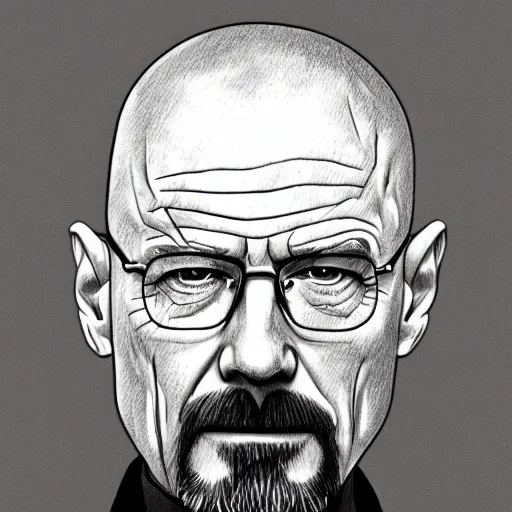 Prompt: drawing of walter white from breaking bad
